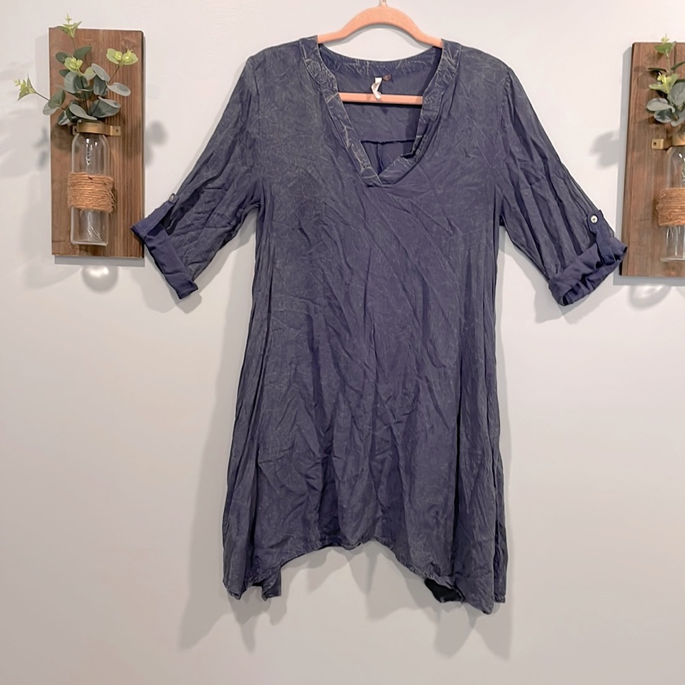 Denim stone washed tunic dress